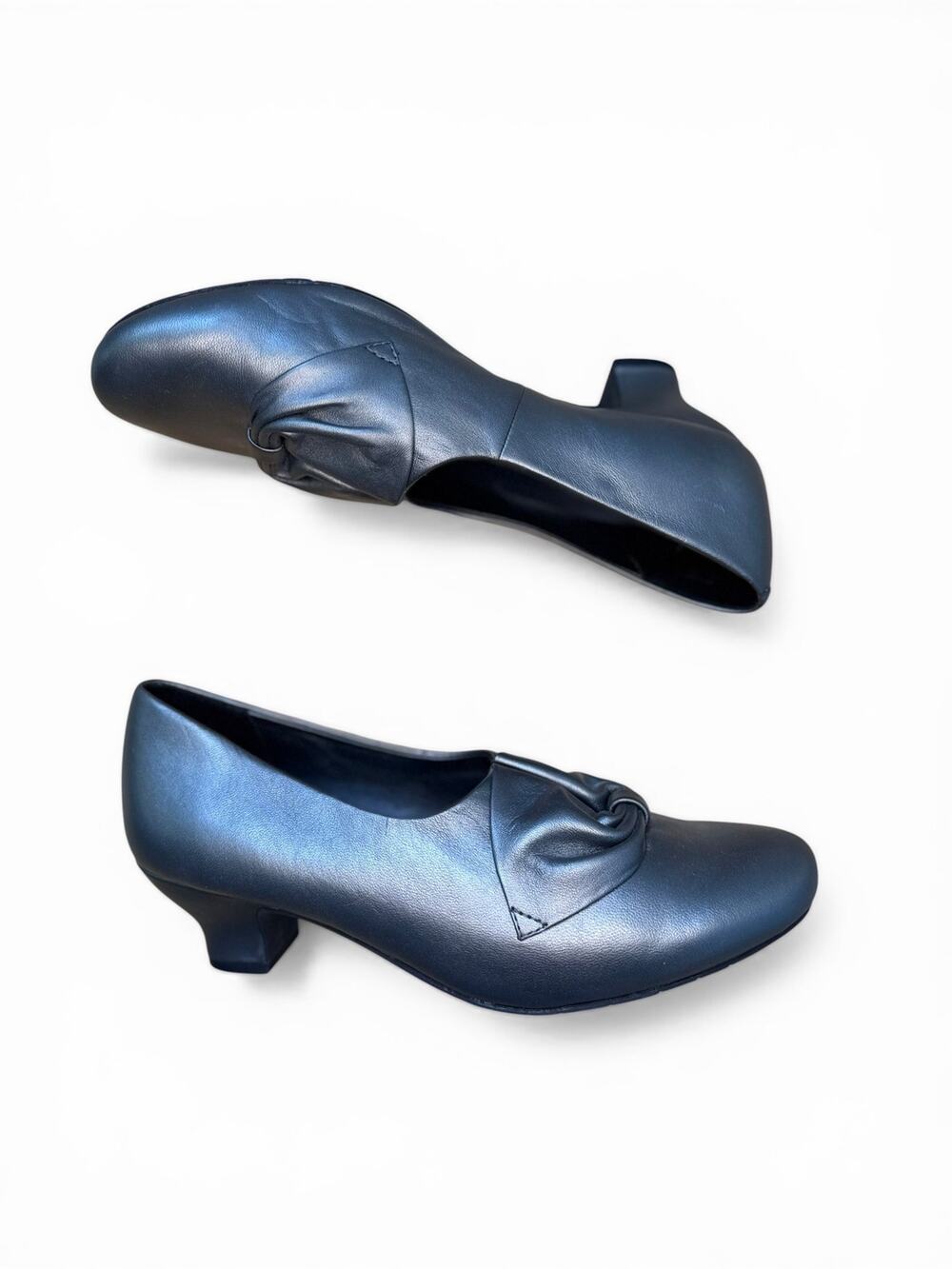 Hotter Donna Metallic Leather Retro Style 40s 50s Court Shoes Gunmetal UK Size 7